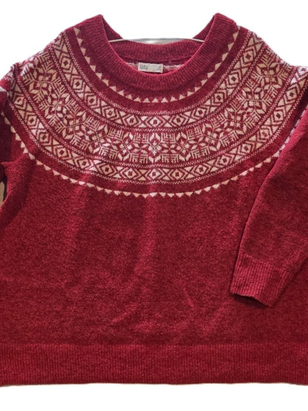 *Winter/Fall Croft & Barrow Women's Red Fair Isle Christmas Wool Sweater*